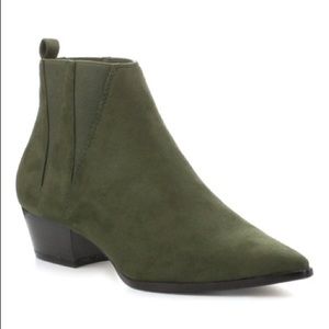 Cape Robbin Aria Faux Suede Olive Booties